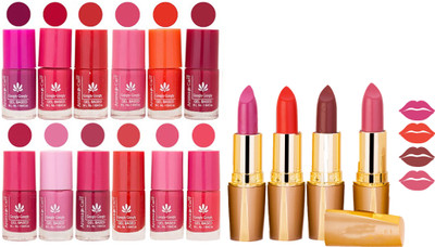 Aroma Care 12 Piece Vibrant Color Nail Polish Combo Set With 4 Rythm Creamy Matte Lipstick Combo 161(Set of 16)
Aroma Care 12 Piece Vibrant Color Nail Polish Combo Set With 4 Rythm Creamy Matte Lipstick Combo 161(Set of 16)