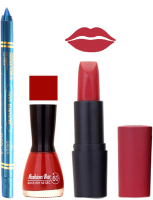 Fashion Bar Nail Polish , otg Lipstick , Turquoise Blue Kajal Combo70(Set of 3)
Fashion Bar Nail Polish , otg Lipstick , Turquoise Blue Kajal Combo70(Set of 3)