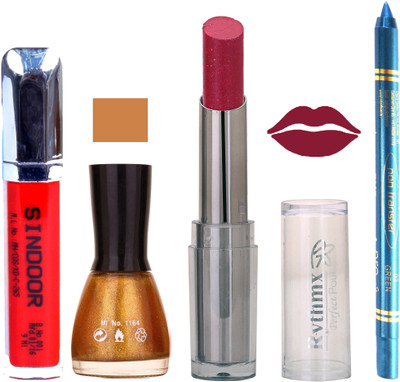 Rythmx Lipstick Sindoor,Nail Polish,Turquois Blue Kajal Makeup Pack Combo 577(Set of 4)
Rythmx Lipstick Sindoor,Nail Polish,Turquois Blue Kajal Makeup Pack Combo 577(Set of 4)