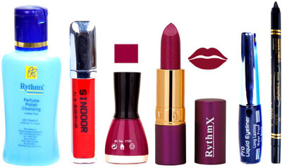 Rythmx Lipstick ,Remover, Sindoor, Nail Polish,EyeLiner,Black Kajal, Makeup kit Combo 12108(Set of 6)
Rythmx Lipstick ,Remover, Sindoor, Nail Polish,EyeLiner,Black Kajal, Makeup kit Combo 12108(Set of 6)