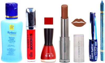 Rythmx Lipstick And Nail Polish + Eyliner + Sindoor + Remover + Kajal Makeup Combo Pack(Set of 6)
Rythmx Lipstick And Nail Polish + Eyliner + Sindoor + Remover + Kajal Makeup Combo Pack(Set of 6)
