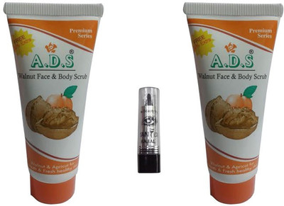 ADS Walnut face & Body Scrub (Pack of 2) with kajal(Set of 3)