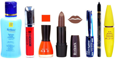 Rythmx Brown Lipstick Orange Nail Polish Remover Eye Liner Sindoor Pro Non Transfer Black Kajal Maskara Combo Kit 2812(Set of 7)
Rythmx Brown Lipstick Orange Nail Polish Remover Eye Liner Sindoor Pro Non Transfer Black Kajal Maskara Combo Kit 2812(Set of 7)