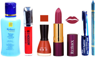 Rythmx Lipstick ,Remover, Sindoor, Nail Polish,EyeLiner,Turqoise Blue Kajal, Makeup kit Combo 12026(Set of 6)
Rythmx Lipstick ,Remover, Sindoor, Nail Polish,EyeLiner,Turqoise Blue Kajal, Makeup kit Combo 12026(Set of 6)