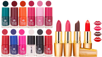 Aroma Care All About Nail 12 Piece Color Nail Lacquer Combo Set + 4 Rythm Creamy Matte Lipstick Combo 194(Set of 16)
Aroma Care All About Nail 12 Piece Color Nail Lacquer Combo Set + 4 Rythm Creamy Matte Lipstick Combo 194(Set of 16)