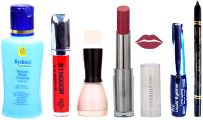 Rythmx Lipstick And Nail Polish + Eyliner + Sindoor + Remover + Kajal Makeup Combo Pack(Set of 6)
Rythmx Lipstick And Nail Polish + Eyliner + Sindoor + Remover + Kajal Makeup Combo Pack(Set of 6)