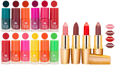 Aroma Care Lot of 12-piece Surprise Nail Polish Set and Rythm Lipsticks Combo 135(Set of 16)