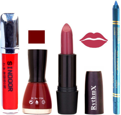 Rythmx Pinkish Purple Lipstick Maroon Shade Nail Polish Sindoor and Non Pro Transfer Turquoise Blue Kajal Combo kit 9932(Set of 4)
Rythmx Pinkish Purple Lipstick Maroon Shade Nail Polish Sindoor and Non Pro Transfer Turquoise Blue Kajal Combo kit 9932(Set of 4)