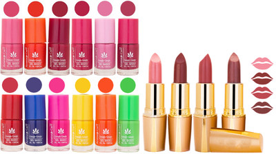 Aroma Care Lot of 12-piece Surprise Nail Polish Set and Rythm Lipsticks Combo 129(Set of 16)