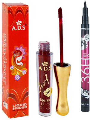 ADS Sindoor with Sketch Pen Eyeliner(Set of 2)