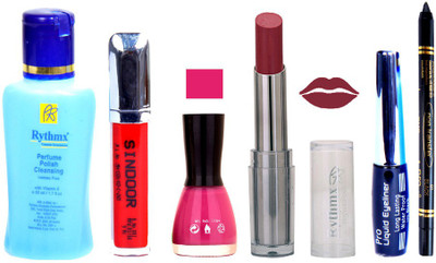 Rythmx Lipstick And Nail Polish + Eyliner + Sindoor + Remover + Kajal Makeup Combo Pack(Set of 6)
Rythmx Lipstick And Nail Polish + Eyliner + Sindoor + Remover + Kajal Makeup Combo Pack(Set of 6)