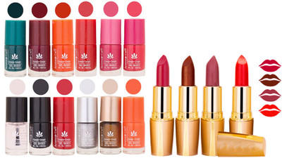 Aroma Care Gel Nail Polish Set Quick Dry, Long Lasting and Creamy Matte Lipstick Combo 1230(Set of 16)
Aroma Care Gel Nail Polish Set Quick Dry, Long Lasting and Creamy Matte Lipstick Combo 1230(Set of 16)