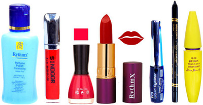 Rythmx Lipstick ,Polish Remover, Sindoor, Nail Polish,EyeLiner,Black Kajal, Mascara, Makeup kit Combo 14115(Set of 7)
Rythmx Lipstick ,Polish Remover, Sindoor, Nail Polish,EyeLiner,Black Kajal, Mascara, Makeup kit Combo 14115(Set of 7)