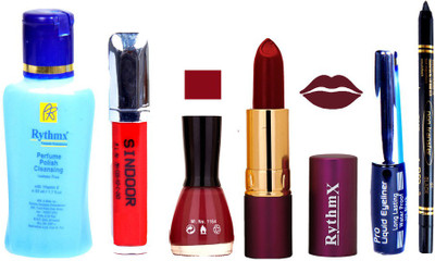 Rythmx Lipstick ,Remover, Sindoor, Nail Polish,EyeLiner,Black Kajal, Makeup kit Combo 12074(Set of 6)
Rythmx Lipstick ,Remover, Sindoor, Nail Polish,EyeLiner,Black Kajal, Makeup kit Combo 12074(Set of 6)