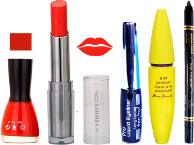 Rythmx Intense Matte Orange Shade Lipstick, Red Nail Polish,Black Eyeliner,Mascara, And Stay On Black Kajal 7288(Set of 5)
Rythmx Intense Matte Orange Shade Lipstick, Red Nail Polish,Black Eyeliner,Mascara, And Stay On Black Kajal 7288(Set of 5)
