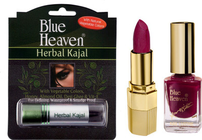 Blue Heaven Xpression Lipstick Mp 143, Xpression Nail Paint 921 & Herbal Kajal Combo.(Set of 3)
Blue Heaven Xpression Lipstick Mp 143, Xpression Nail Paint 921 & Herbal Kajal Combo.(Set of 3)