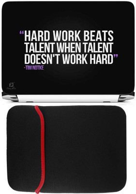 FineArts Hard Work Beats Laptop Skin with Reversible Laptop Sleeve Combo Set
