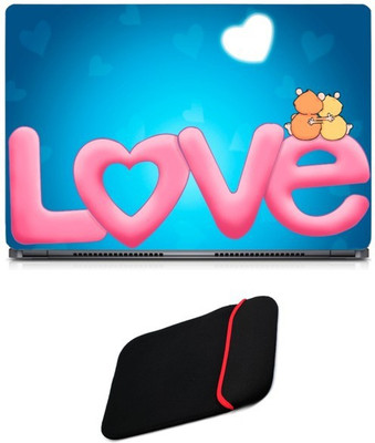 Skin Yard Love Couple in Air Sparkle Laptop Skin/Decal with Reversible Laptop Sleeve - 15.6 Inch Combo Set