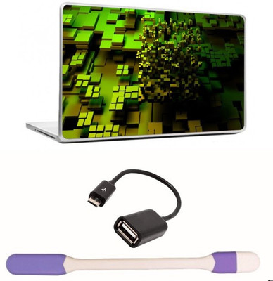 Skin Yard 3D Dark Green Squares Laptop Skin -14.1 Inchs with USB LED Light & OTG Cable (Assorted) Combo Set 
Skin Yard 3D Dark Green Squares Laptop Skin -14.1 Inchs with USB LED Light & OTG Cable (Assorted) Combo Set