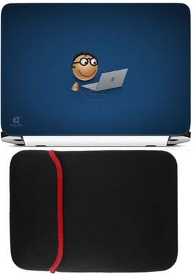 FineArts Face Using Laptop Laptop Skin with Reversible Laptop Sleeve Combo Set