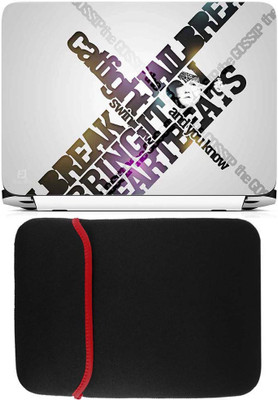 FineArts Catfight Laptop Skin with Reversible Laptop Sleeve Combo Set