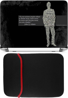 FineArts Man With Quotes Laptop Skin with Reversible Laptop Sleeve Combo Set