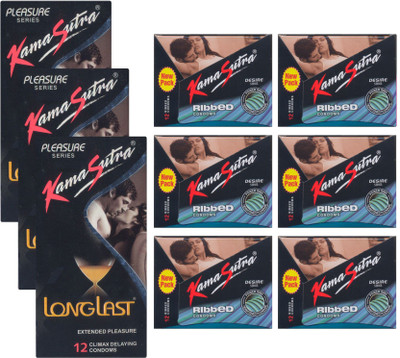 KamaSutra Longlast, Ribbed - UPFK200275 Condom(Set of 9, 108S)