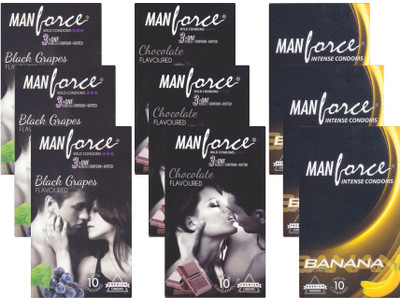 Manforce BlackGrape, Chocolate, Banana - CPFK2188 Condom(Set of 9, 90S)