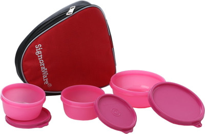 Signoraware Sleek Lunch With Bag - 300 ml, 200 ml Plastic Food Storage(Pack of 3, Pink)
Signoraware Sleek Lunch With Bag - 300 ml, 200 ml Plastic Food Storage(Pack of 3, Pink)