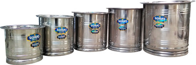 Suraj - 30 L Steel Grocery Container(Pack of 5, Silver)