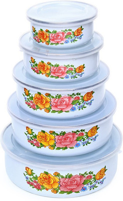 birdy - 2850 ml Steel Grocery Container(Pack of 5, Yellow)