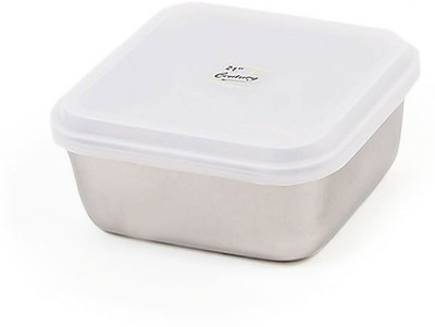 JVL Square Lid Bowl - 350 ml Plastic, Steel Food Storage(Silver)
