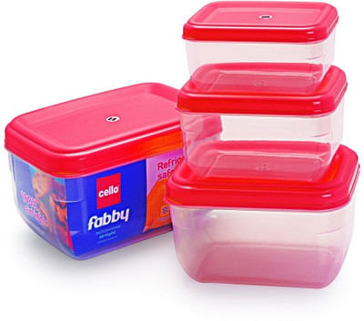 Cello Fabby Rectangular Container Set (4 pcs) Orange - 650 ml, 1000 ml, 1700 ml, 2800 ml Plastic Grocery Container(Pack of 4, Red)
Cello Fabby Rectangular Container Set (4 pcs) Orange - 650 ml, 1000 ml, 1700 ml, 2800 ml Plastic Grocery Container(Pack of 4, Red)