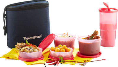 Signoraware Combo Executive Lunch (Big ) With Bag - 180 ml, 900 ml, 450 ml Plastic Food Storage(Pack of 5, Pink)
Signoraware Combo Executive Lunch (Big ) With Bag - 180 ml, 900 ml, 450 ml Plastic Food Storage(Pack of 5, Pink)