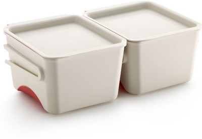 Lekue - 2 ml Plastic Grocery Container(Pack of 2, White, Red), Red;white