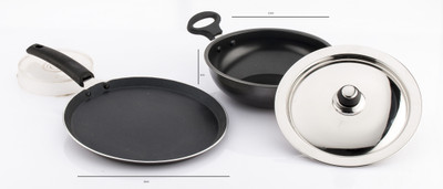 Mahavir Induction Cookware Induction Bottom Cookware Set(PTFE (Non-stick), Aluminium, 3 - Piece), Black
Mahavir Induction Cookware Induction Bottom Cookware Set(PTFE (Non-stick), Aluminium, 3 - Piece), Black