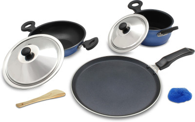 Mahavir Medium Induction and LPG Compatible Induction Bottom Cookware Set(Steel, 3 - Piece), Blue
Mahavir Medium Induction and LPG Compatible Induction Bottom Cookware Set(Steel, 3 - Piece), Blue
