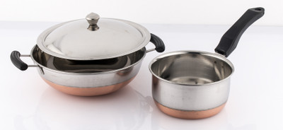 Mahavir Copper Bottom Lpg Compatible Cookware Set Cookware Set(Stainless Steel, 3 - Piece), Black
Mahavir Copper Bottom Lpg Compatible Cookware Set Cookware Set(Stainless Steel, 3 - Piece), Black