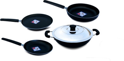 KG Star Cookware Set(Aluminium, 5 - Piece), Black