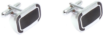 FashBlush Alloy Cufflink Set(Silver, Black), Black;silver