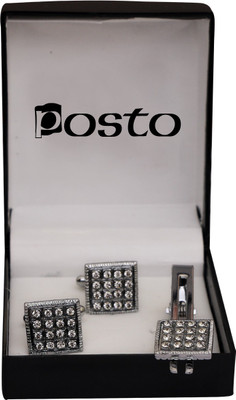 Elite Neckties Alloy Cufflink & Tie Pin Set(Silver)