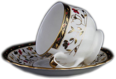 Jain Gifts Cup & Saucer Ceramic(White, Pack of 12)