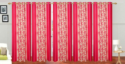 Ville Style 214 cm (7 ft) Polyester Door Curtain (Pack Of 5)(Floral, Pink)