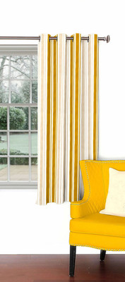 Skipper 153 cm (5 ft) Blends Window Curtain Single Curtain(Striped, Beige)