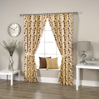 Threadmix 152 cm (5 ft) Polycotton Window Curtain Single Curtain(Geometric, Brown)