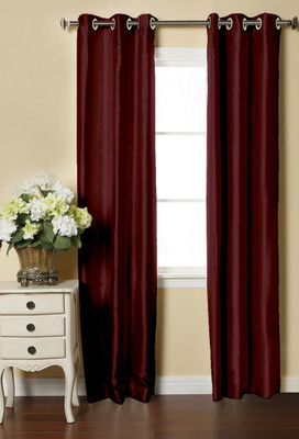 Lushomes 230 cm (8 ft) Polyester Door Curtain (Pack Of 2)(Solid, Maroon)