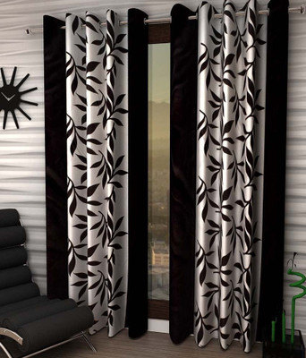 Italian Fab 213 cm (7 ft) Polyester Door Curtain (Pack Of 2)(Printed, Dark Brown)