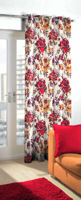 Skipper 244 cm (8 ft) Blends Door Curtain Single Curtain(Floral, Purple)