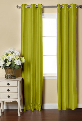 Lushomes 230 cm (8 ft) Polyester Door Curtain (Pack Of 2)(Solid, Green)