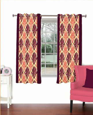 Skipper 214 cm (7 ft) Polyester Door Curtain Single Curtain(Motif, Maroon)